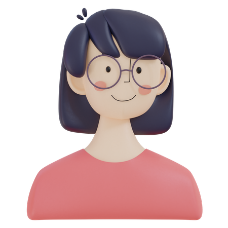 Fille à lunettes  3D Illustration