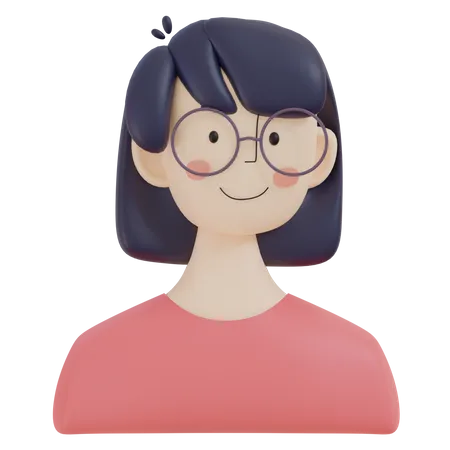 Fille à lunettes  3D Illustration