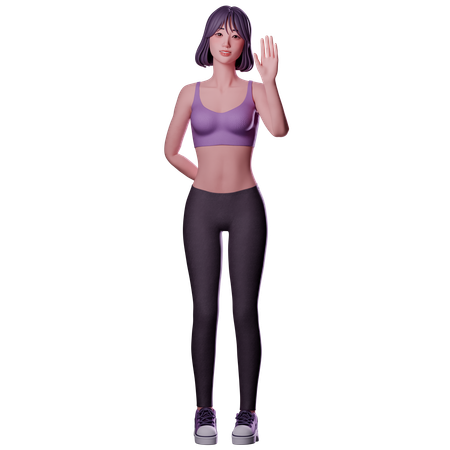Fille agitant la main  3D Icon