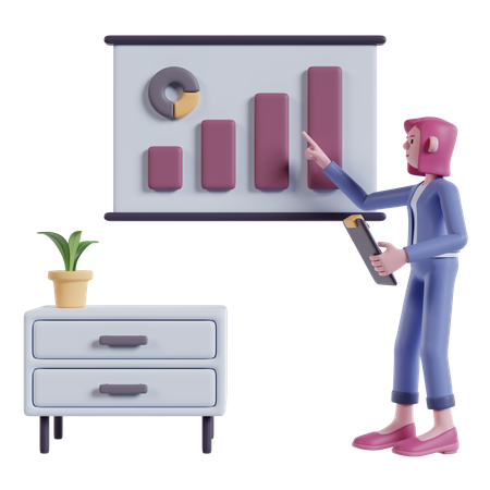 Fille analyser les données marketing  3D Icon