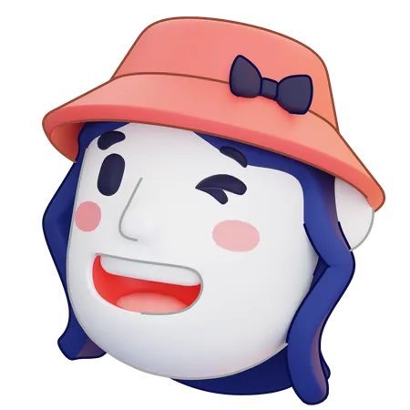 Fille au chapeau rose  3D Icon