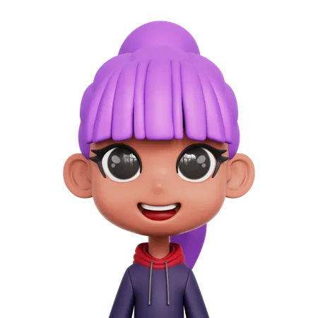 Fille aux cheveux violets  3D Icon