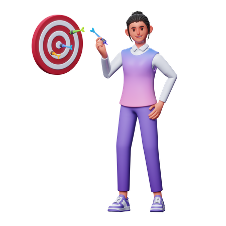 Fille avec objectif commercial  3D Illustration