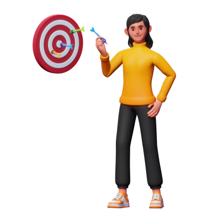 Fille avec objectif commercial  3D Illustration