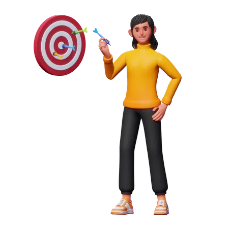 Fille avec objectif commercial  3D Illustration