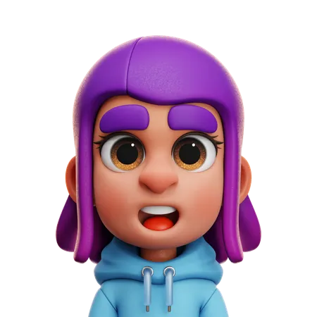 FILLE AVEC UN SWEAT À CAPUCHE BLEU  3D Icon