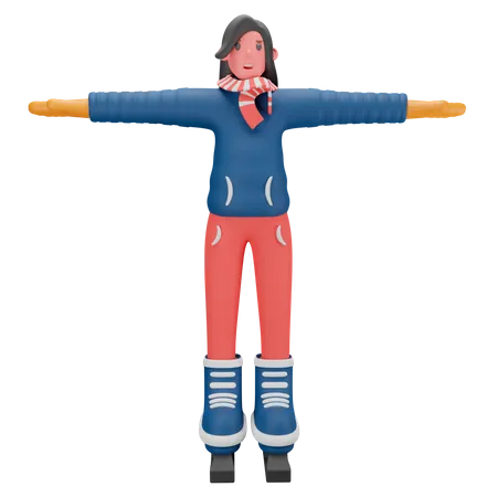 Fille avec un costume d'hiver  3D Illustration