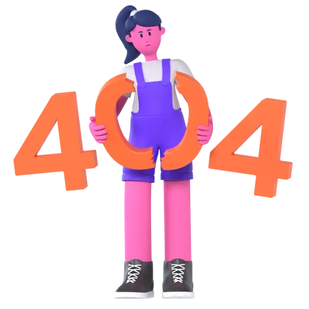 Fille avec erreur 404  3D Illustration
