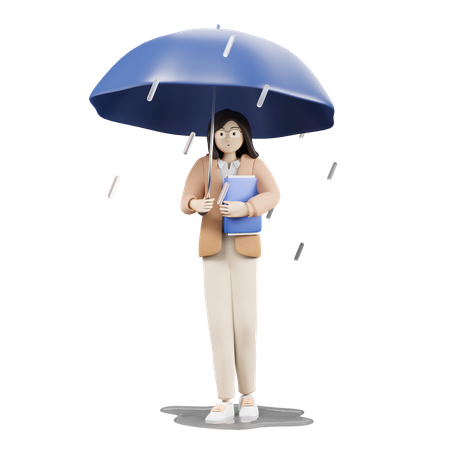 Fille avec parapluie  3D Icon