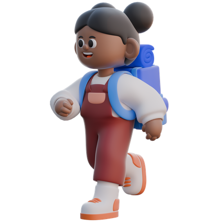 Fille en posture de course  3D Illustration