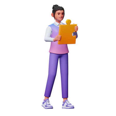 Fille avec une solution  3D Illustration