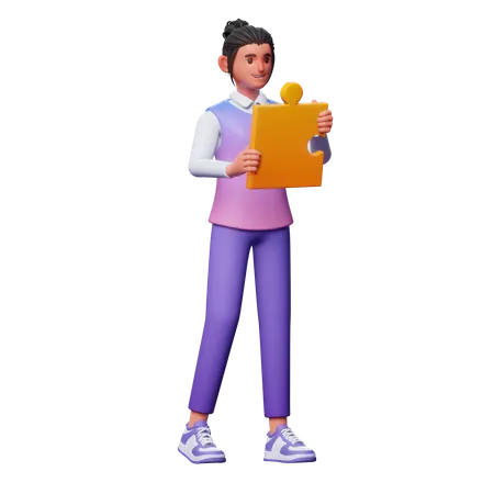 Fille avec une solution  3D Illustration