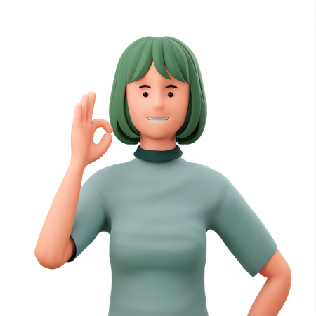 Fille avec un geste de doigt correct  3D Icon