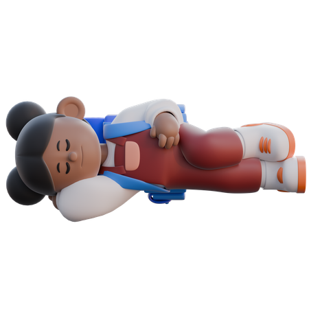 Fille avec un sommeil relaxant  3D Illustration