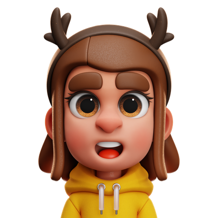 FILLE AVEC UN SWEAT À CAPUCHE JAUNE  3D Icon