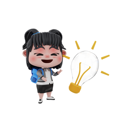 Fille avec une idée  3D Icon