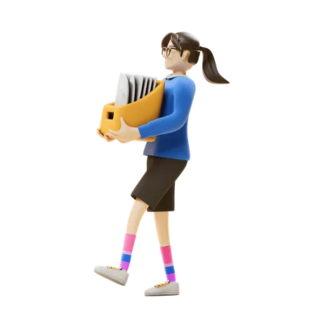 Fille ayant des tâches de surcharge  3D Illustration