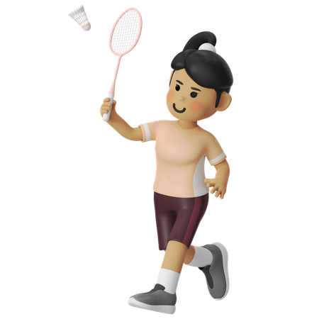 Fille de badminton au-dessus de la tête  3D Illustration