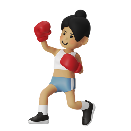 Fille de boxe uppercut  3D Illustration