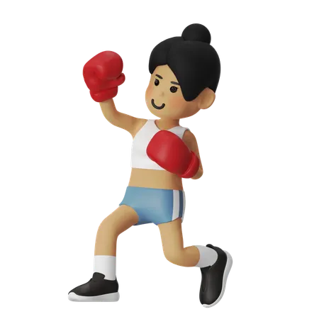 Fille de boxe uppercut  3D Illustration