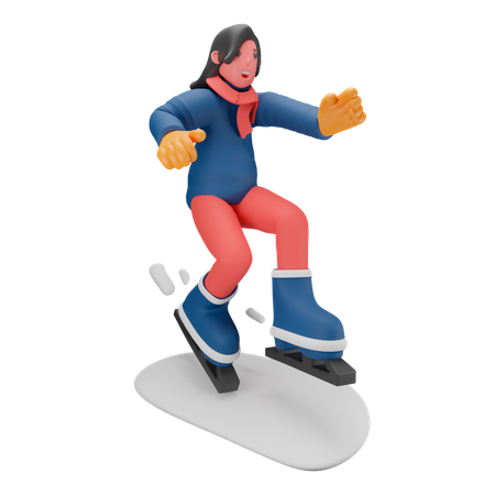 Fille de ski sur glace  3D Illustration