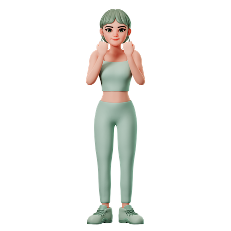 Fille de sport avec un geste heureux  3D Illustration