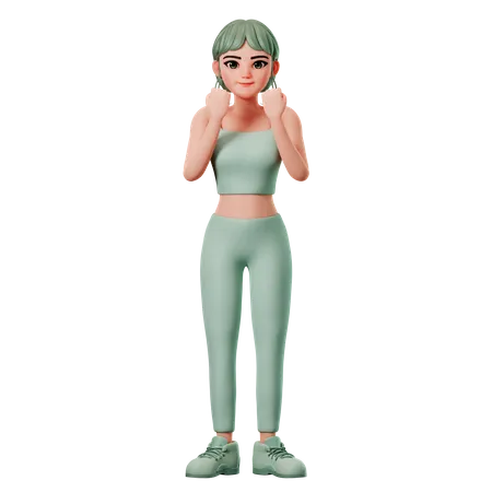 Fille de sport avec un geste heureux  3D Illustration