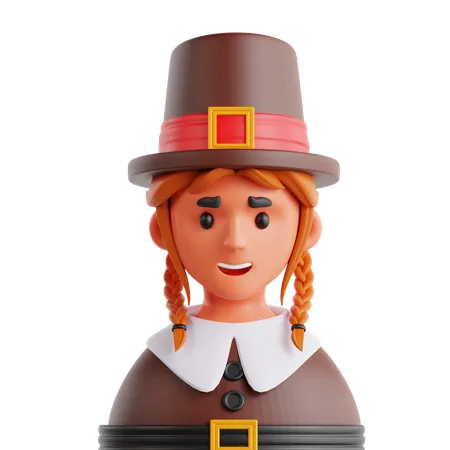 Fille de Thanksgiving  3D Icon