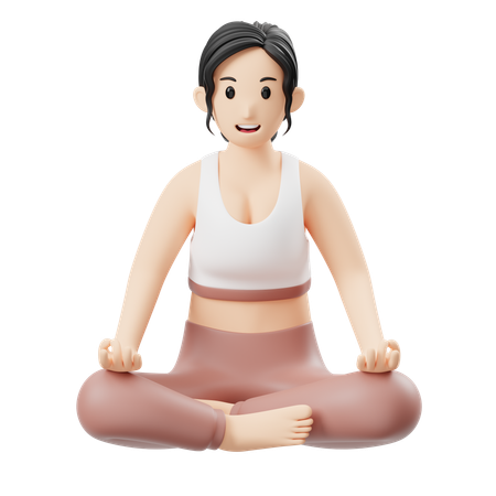 Fille de yoga faisant de la méditation  3D Icon