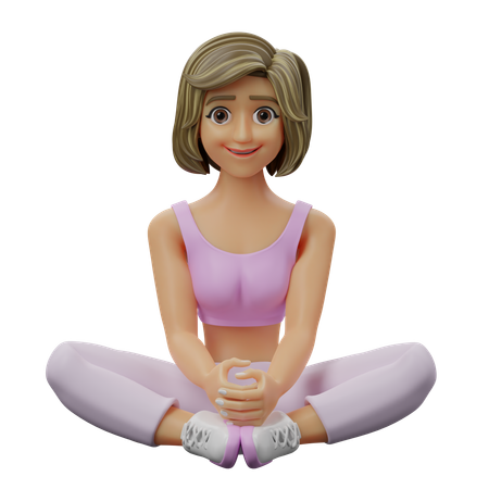 Fille de yoga faisant la pose du papillon  3D Icon