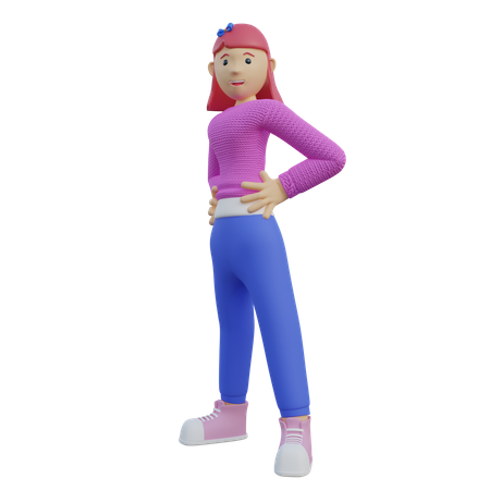 Fille debout  3D Illustration