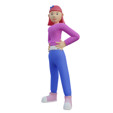 Fille debout  3D Illustration