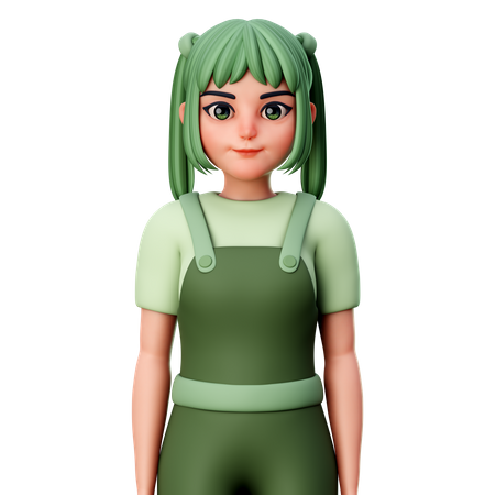 Fille debout en pose  3D Illustration