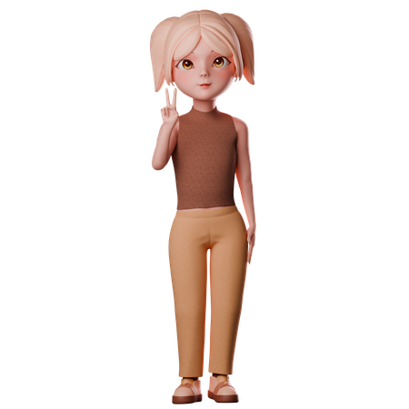 Fille qui dit bonjour  3D Illustration