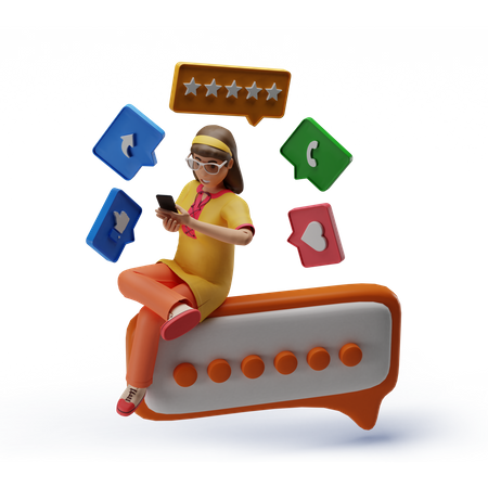 Fille discutant en ligne  3D Icon