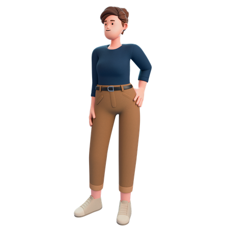 Fille donnant une pose debout  3D Illustration