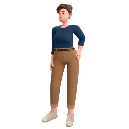 Fille donnant une pose debout  3D Illustration