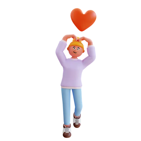Fille donnant une pose d'amour  3D Illustration