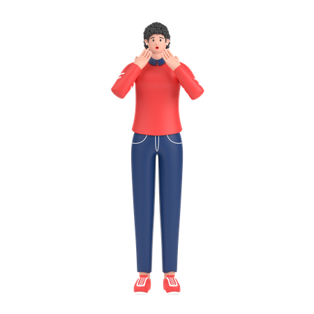Fille donnant une expression effrayée avec sa main  3D Icon