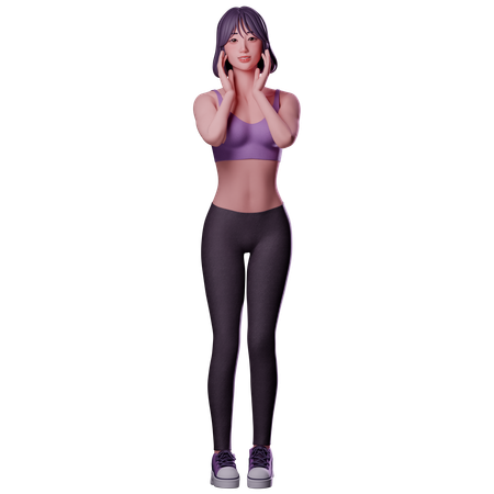 Fille effrayée  3D Illustration