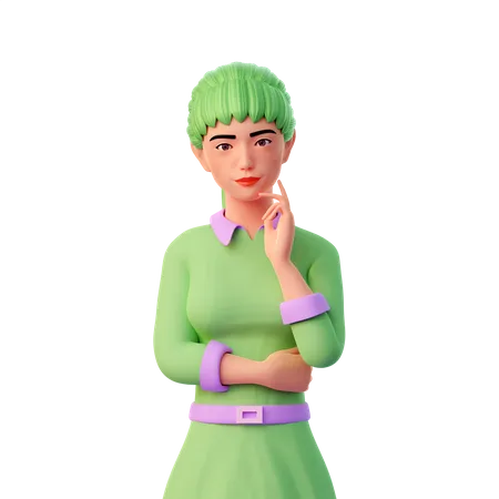 Fille en pensée pose  3D Illustration