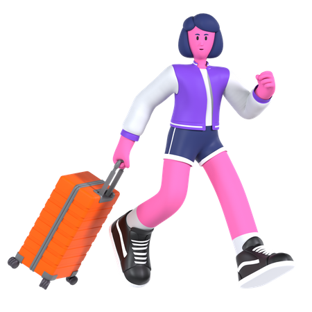 Fille en retard pour son vol  3D Icon