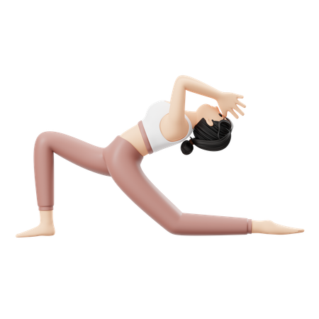 Fille en yoga faisant la pose d'Anjaneyasana  3D Icon