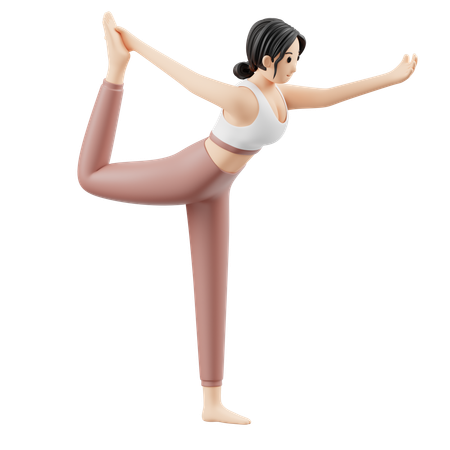Fille en yoga faisant la pose de Natarajasana  3D Icon