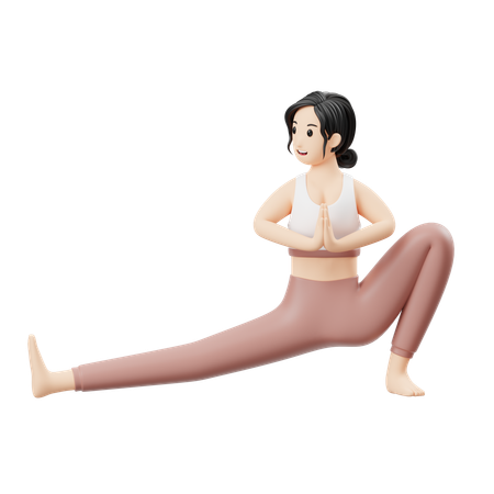 Fille en yoga faisant la pose de Niyamas  3D Icon