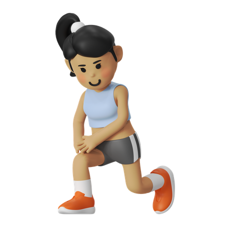 Fille faisant des exercices pour les jambes avant une course  3D Icon