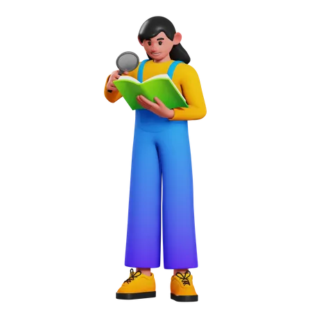 Fille faisant des recherches  3D Illustration