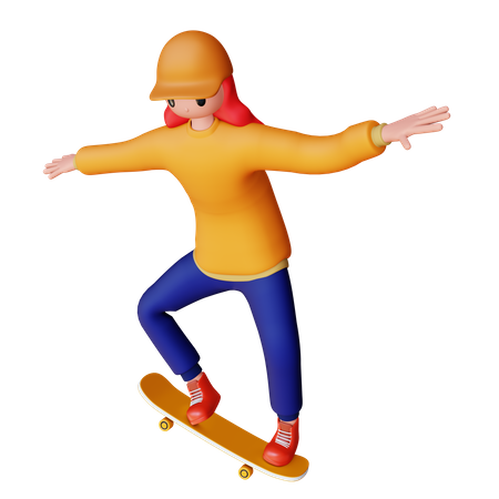 Fille faisant du patinage  3D Illustration