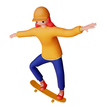 Fille faisant du patinage  3D Illustration