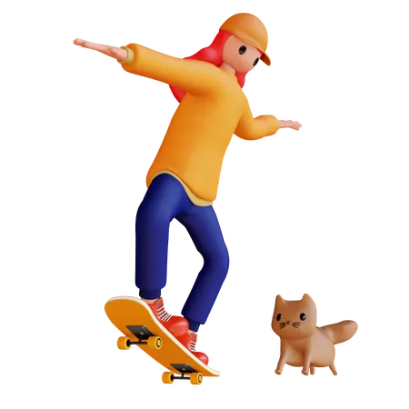 Fille faisant du patinage  3D Illustration